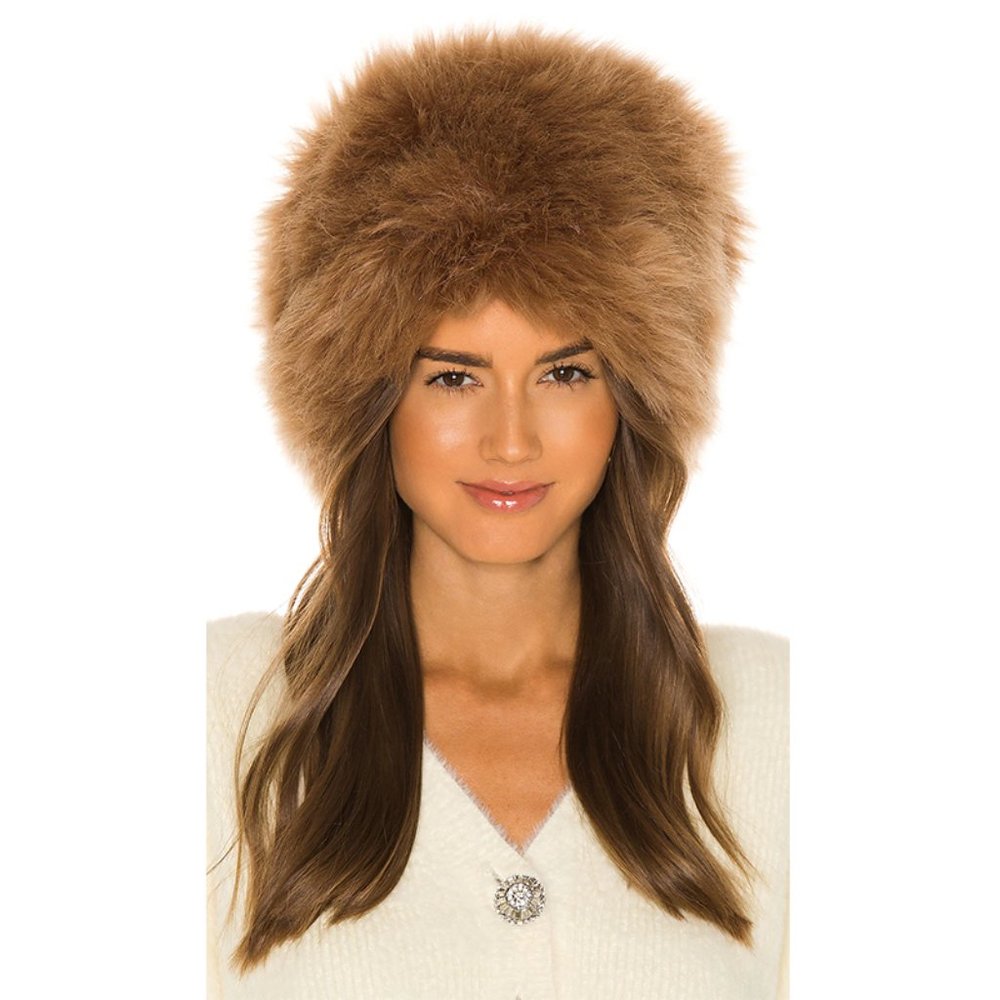 Nookie Tatiana Russian Faux Fur Fitted Hat Tan